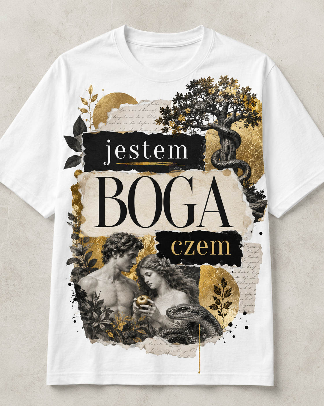 Alternatywny projekt koszulki z motywem stworzenia człowieka